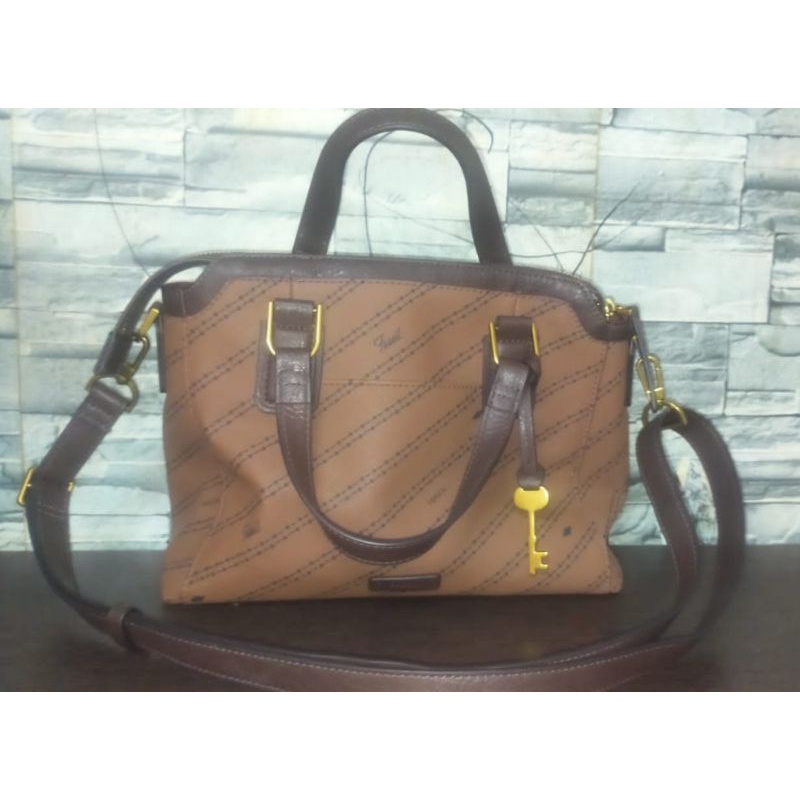 Tas F0ssil  jacqueline satchel brown black Preloved