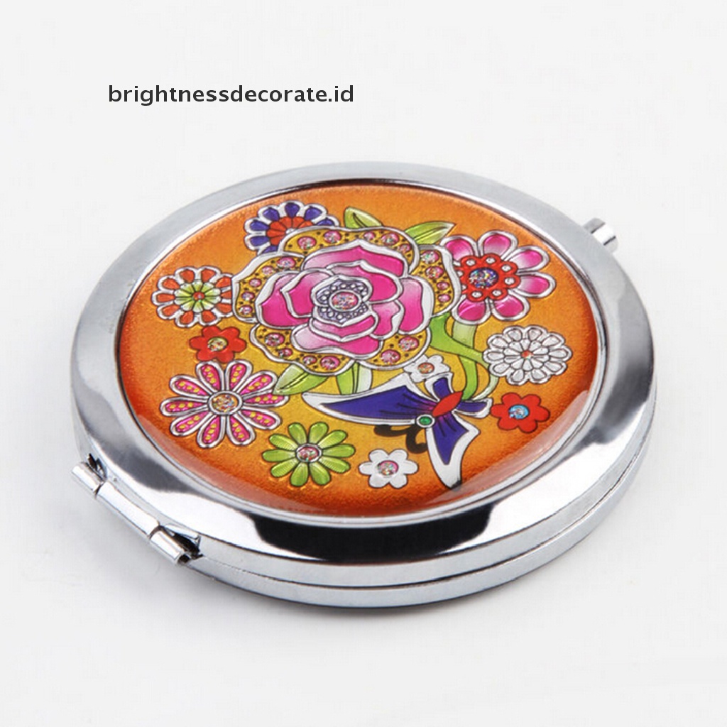 [Birth] Cermin Rias Logam Pembesar Lipat Portabel Cewek Double Side Compact Mirror [ID]