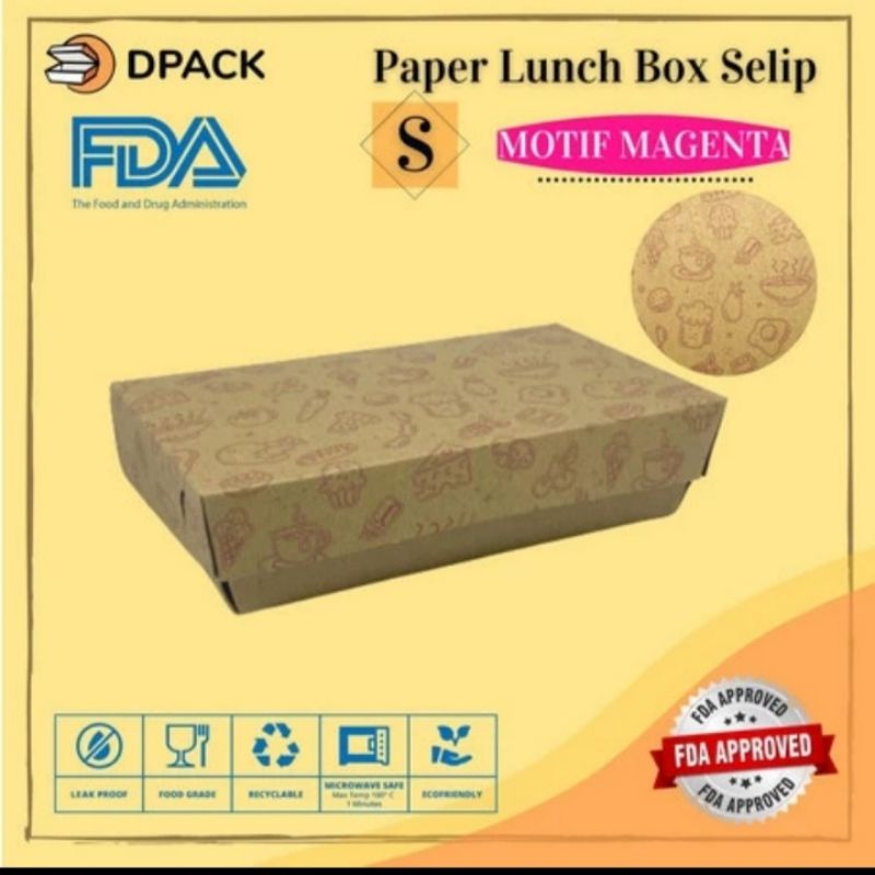 Paper Lunch Box Motif Kraft Per100 pcs Size S-Motif|box Takoyaki | Lunch Box | Kemasan Makanan ECO K