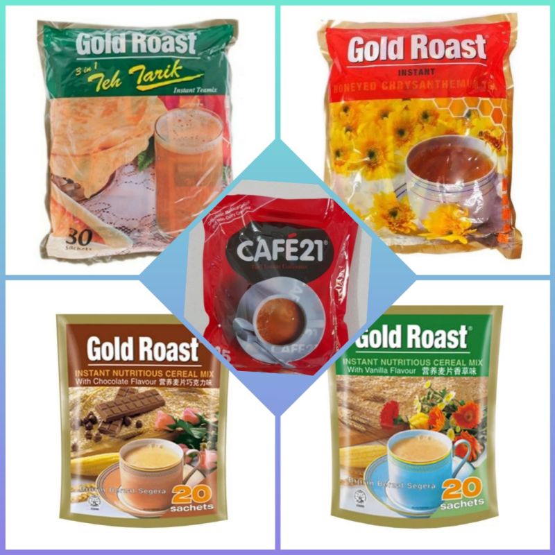 

gold roast cereal coklat/vanila 20 sachet/teh tarik/krisant/cafe21