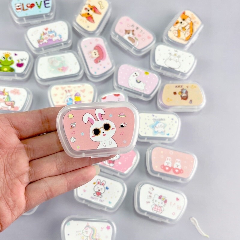 Tempat Softlens Lens Case Plastik Travel Kit 3in1 Karakter isi Cermin