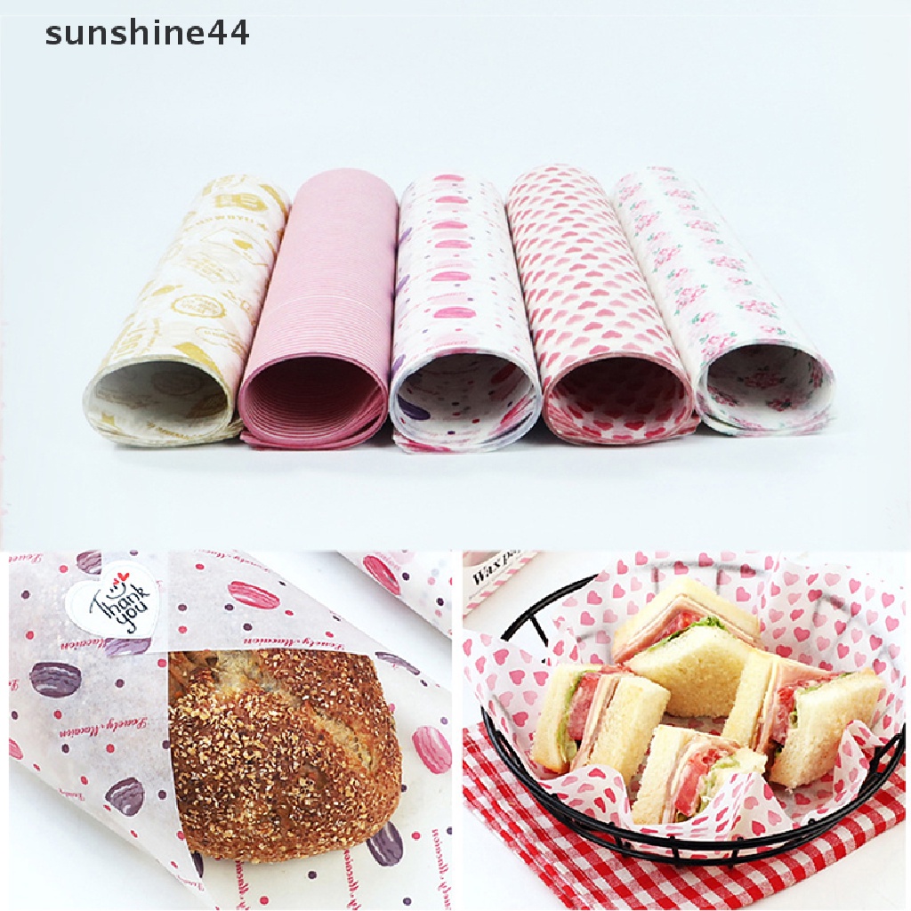 Sunshine 50Pcs Kertas Wax Pembungkus Makanan Wrapping Paper Food Grade Grease Paper Alat Baking.