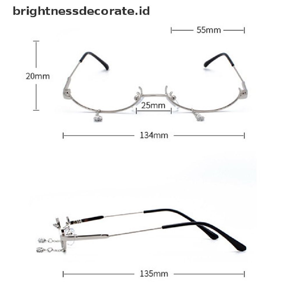 [Birth] Kacamata Wanita Baru Bawah Setengah Bingkai Ada Lensa Wanita Kacamata Bingkai Tetesan Air Ada Lensa Dekorasi Gadis Lucu Dekorasi Kacamata Bingkai [ID]