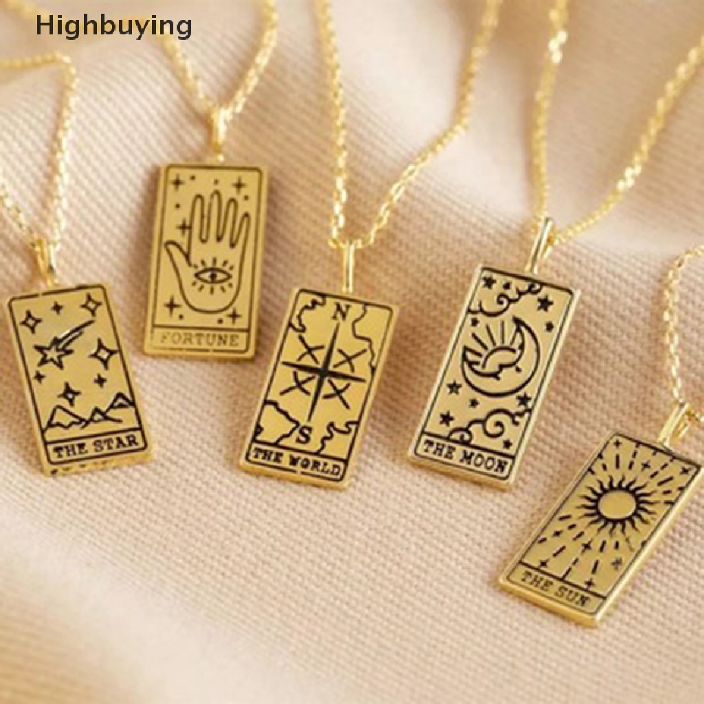 Hbid Kalung Kartu Tarot Wanita Anti Karat Dunia Matahari Bulan Mata Liontin Neckla Glory