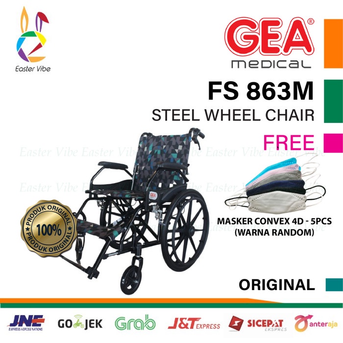 GEA KURSI RODA FS 863 BLACKSTEEL RODA BESAR - WHEELCHAIR GEA FS863