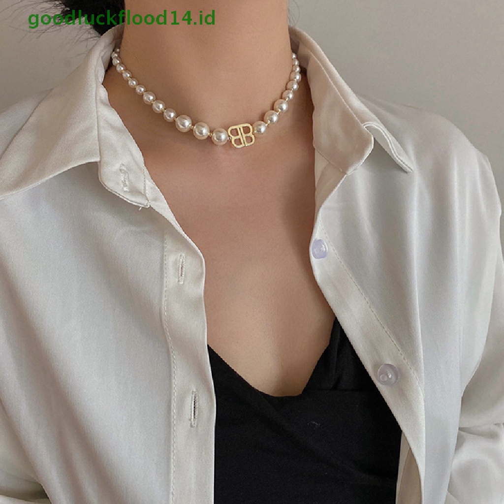 [GOOGFOUR] Fashion Bohemian Huruf CD Mutiara Choker Kalung Punk Kalung Untuk Wanita Perhiasan Perhiasan Tubuh [TOP]