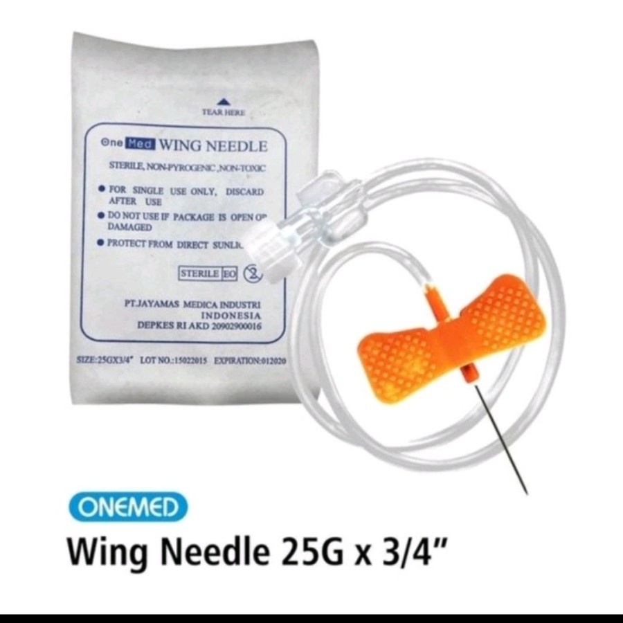 Wing Needle 23G 25G 27G Onemed Winged Infusion Set 23G 25G 27G One Med Scalp Vein OneMed Jarum Kupu Kupu 23G 25G 27G OneMed