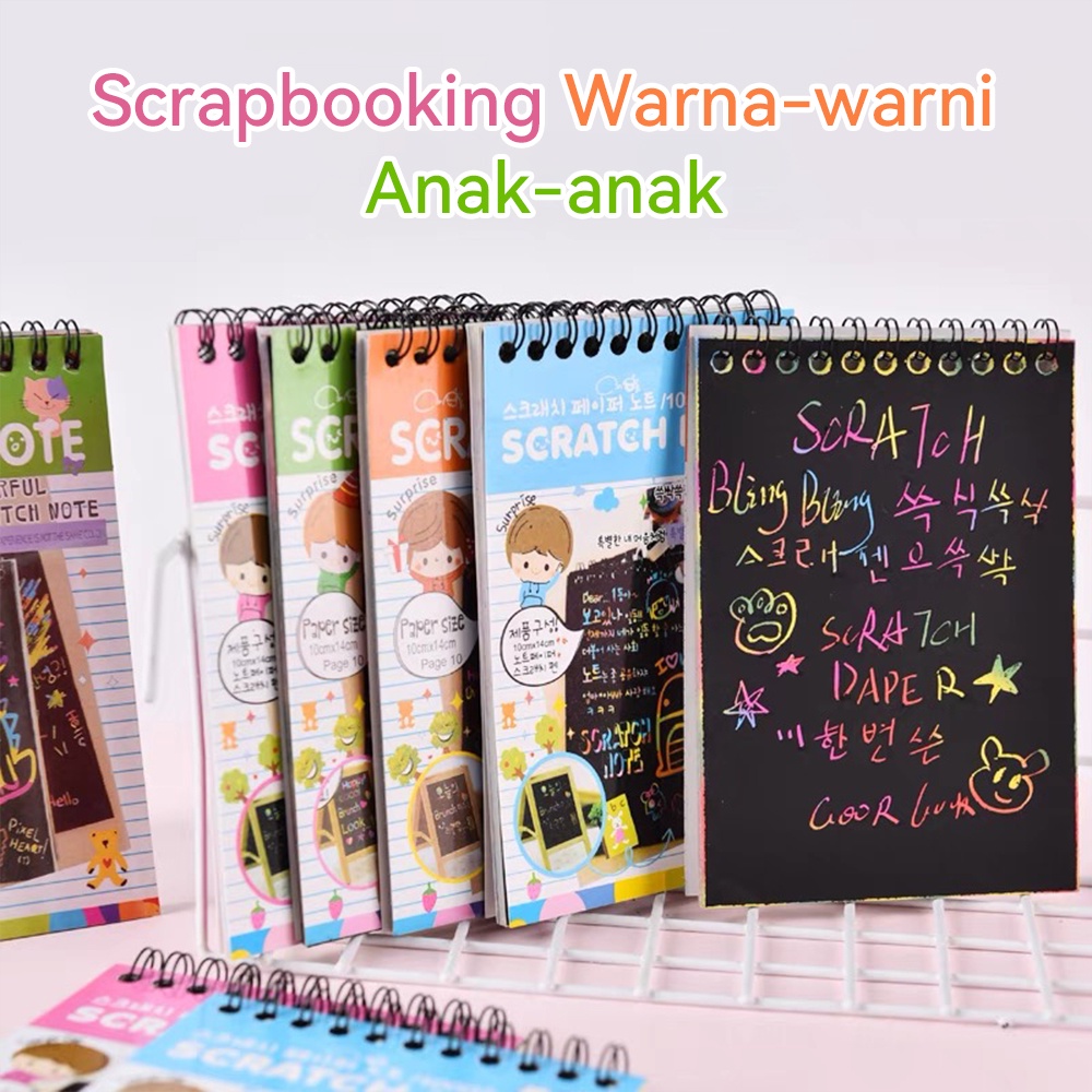 Lakhu Scratch note rainbow /Buku Magic Warna Colourful /mainan Black Cardboard edukasi