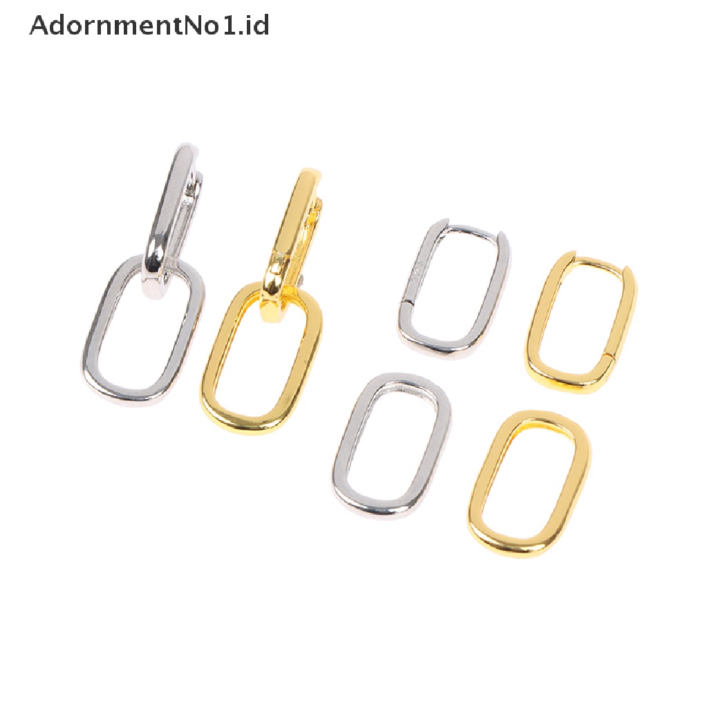 [AdornmentNo1] Anting Hoop Oval Geometris Bahan Sterling Silver 925 Untuk Wanita Anting Lepas Pasang [ID]