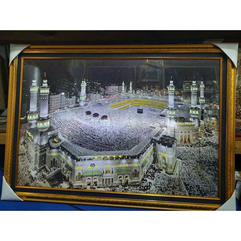 Hiasan dinding kabah makah madinah lampu dan murotal 30 juzz