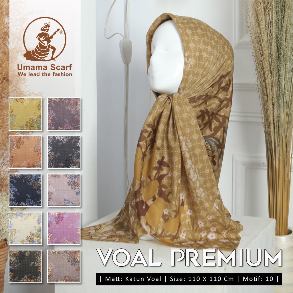 Hijab/Kerudung Segiempat Denay Umama Voal Premium Motif  Laser Cut Original By Umama Scarf 110x110cm - Motif B