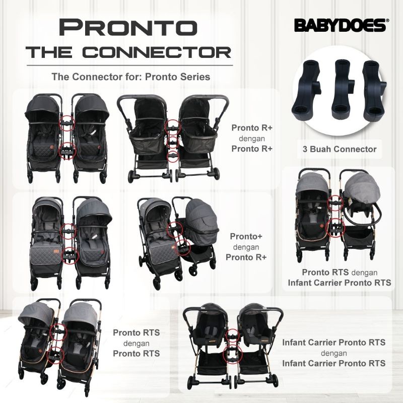 BabyDoes Pronto The Connector / Twin Connector Stroller Pronto Series