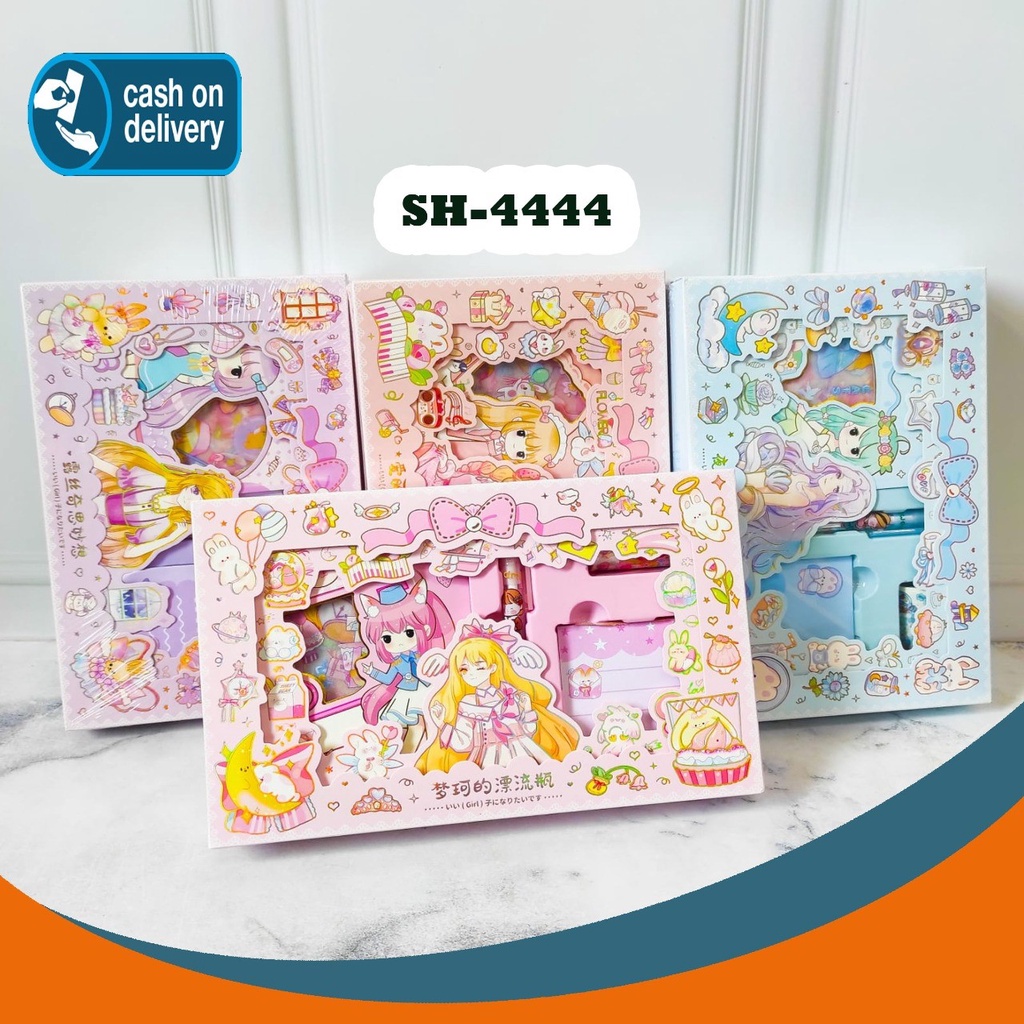 

1 SET (4 IN 1) SOLATIP WASHI TAPE STICKER NOTEBOOK SPIRAL STICKY NOTES CUTTER PEN KODE SH-4444 KARAKTER GAMBAR LUCU