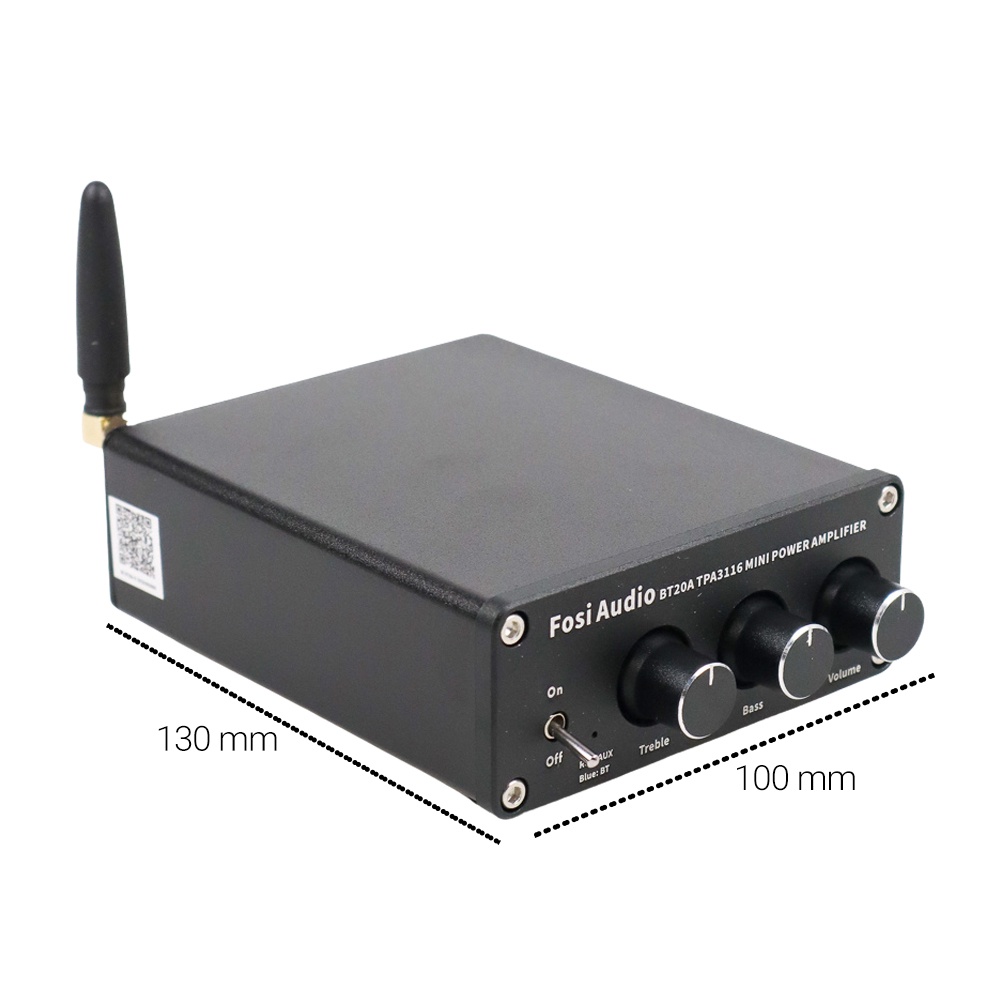 Fosi Audio Mini Power Amplifier Bluetooth 5.0 2 Channel TPA3116 - BT20A - Black