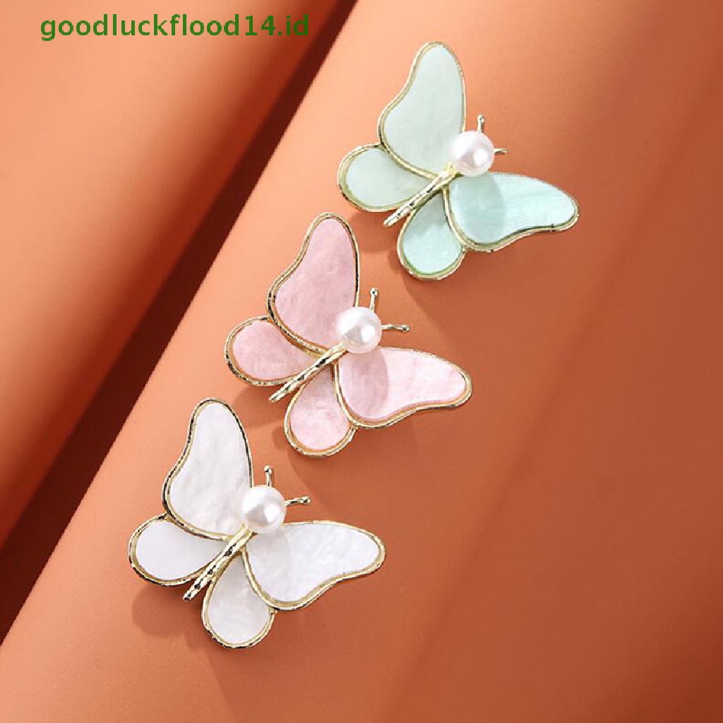 [GOOGFOUR] Fashion Shiny Pearl Butterfly Bros Serangga Pin Wanita Perjamuan Pernikahan Perhiasan [TOP]