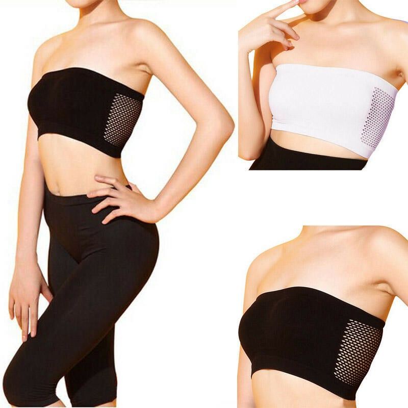 Bra Kemben Seamless Wanita Motif Jaring Belakang Tanpa Tali Anti Slip Bra Sport Tanpa Busa Pakaian Dalam Wanita Terlaris Kekinian