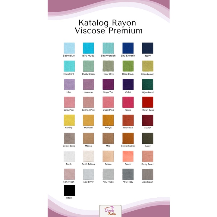 Katalog Kain Rayon dan Toyobo Omah Kain (Ganti Ongkos Cetak)