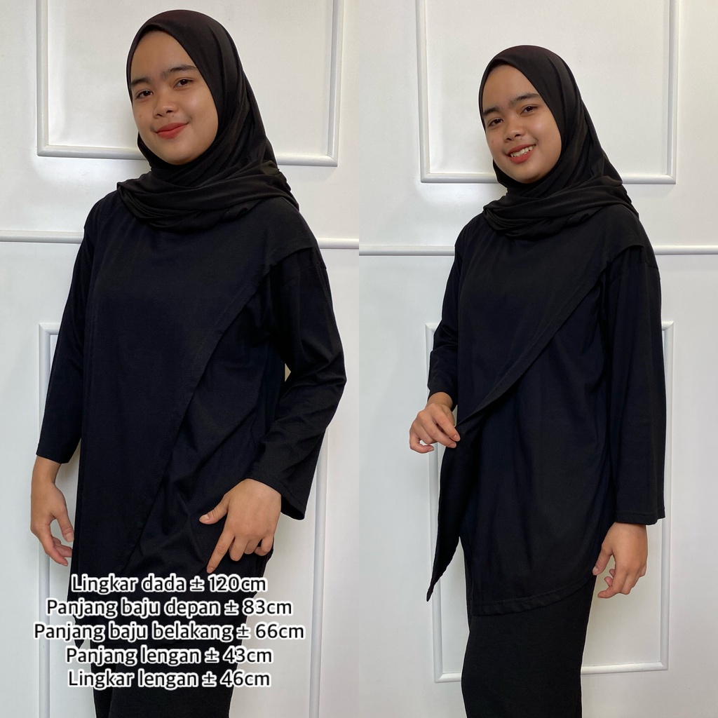 Atasan Wanita Poncho Aletta Kaos Oversized LD 120 Hijab Friendly