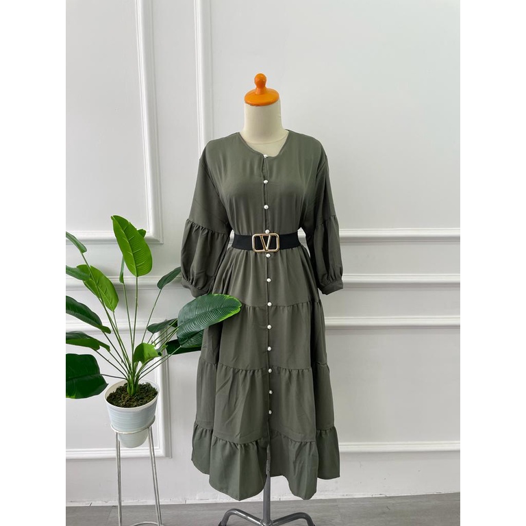 OCHA MIDI DRESS FULL KANCING  MIDI DRESS TUNIK BALON BUSUI BUMIL GROSIR ECER MUSLIM