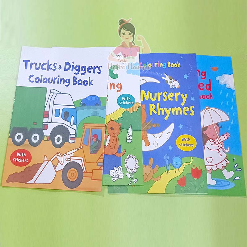 Buku Mewarnai Anak Usborne First Colouring Books with Stickers