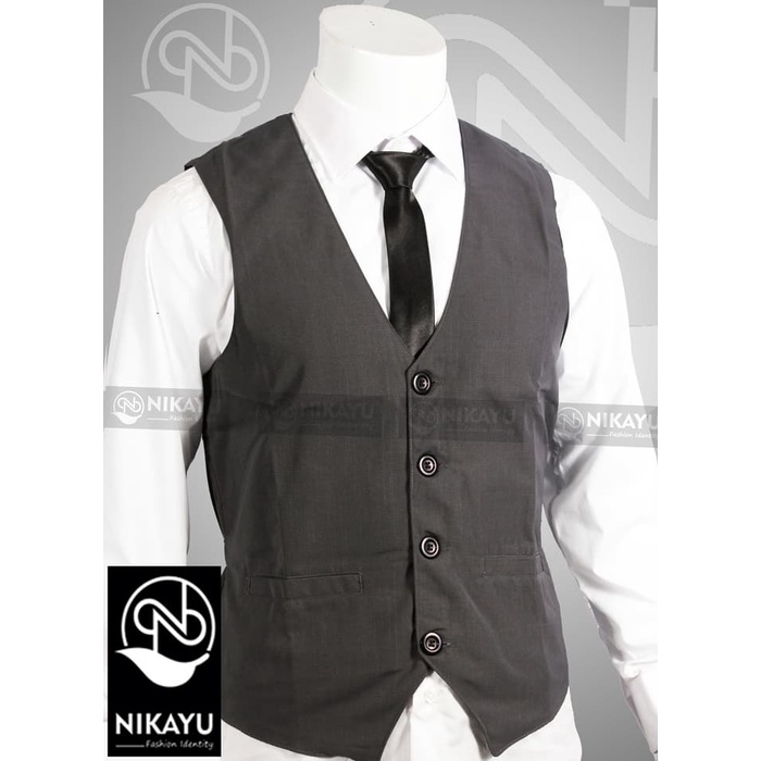 NEW VEST/ROMPI WARNA GREY BAHAN GALIANO PREMIUM SEMI WOOL KEREN SLIMFIT ORIGINAL NIKAYU