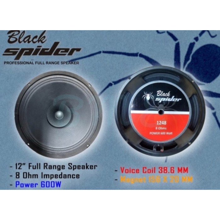 SPEAKER KOMPONEN BLACKSPIDER 1248 / BLACK SPIDER 1248 12 INCH ORIGINAL