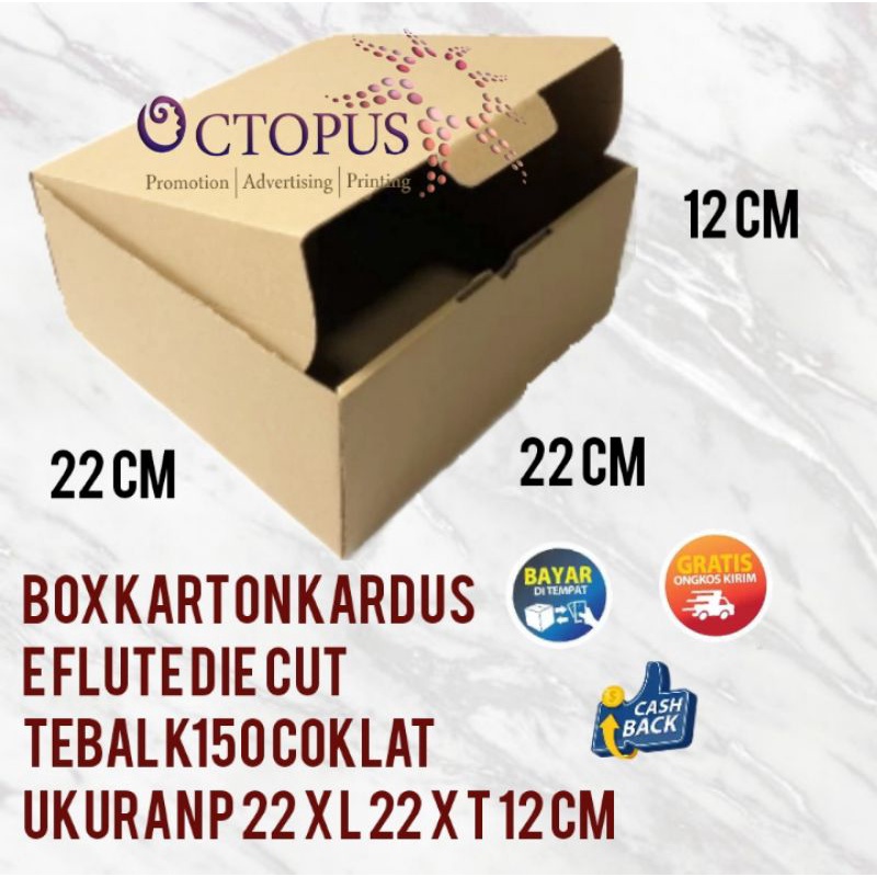 

BOX KEMASAN KARTON KARDUS DIE CUT P22 X L22 x T12 CM TEBAL