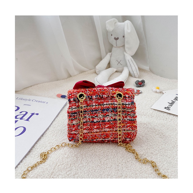 Tas Selempang Anak Hand Bag Korea Anak Model Persegi Pita Merah