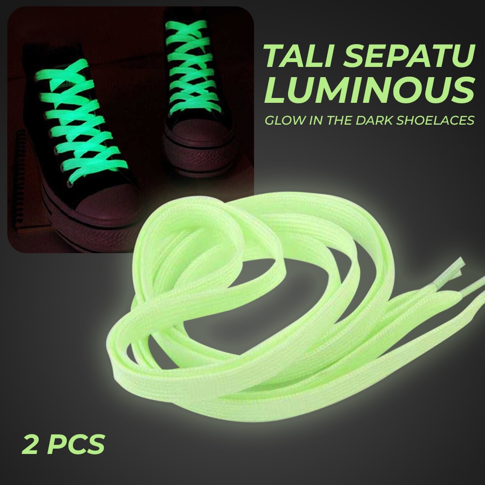 Tali Sepatu Luminous Glow in The Dark 2 PCS -OMSEFWGR Green