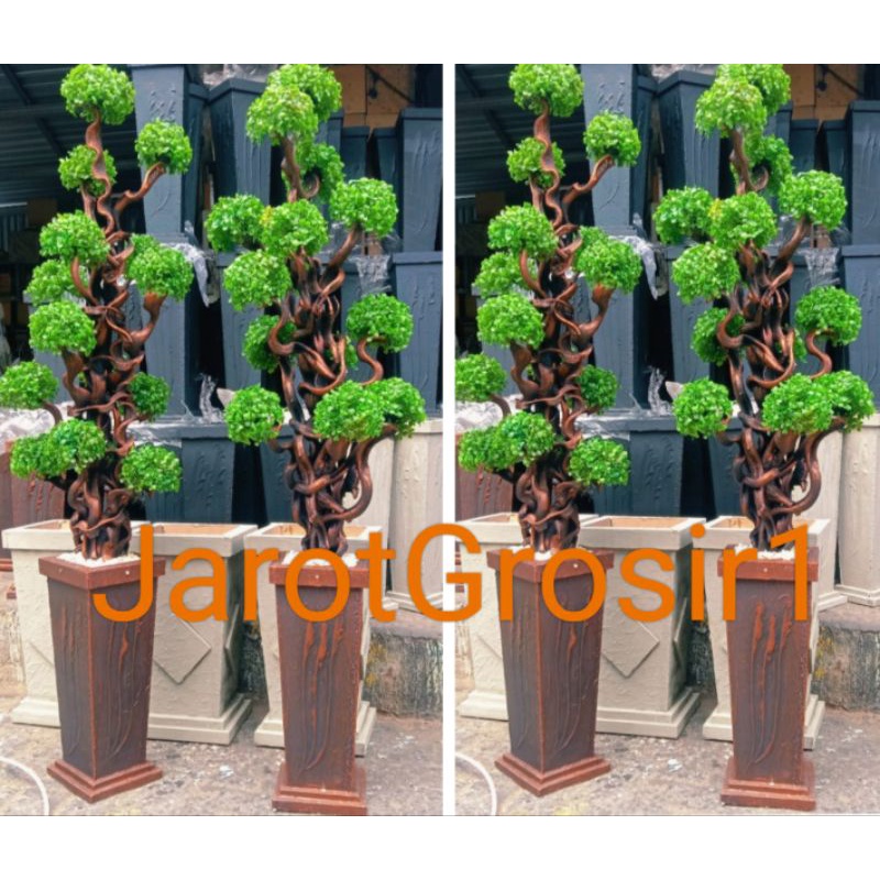 BUNGA HIAS ARTIFICIAL//BONSAI AKAR BUNGA SUDUT RUANGAN LENGKAP POT BATU // BONSAI BOLA // BUNGA HIAS