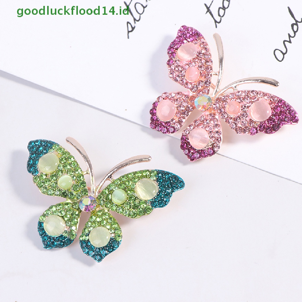 [GOOGFOUR] 1pc Elegan Pesona Kupu-Kupu Bros Wanita Berlian Imitasi Besar Butterfly Pins Hadiah [TOP]