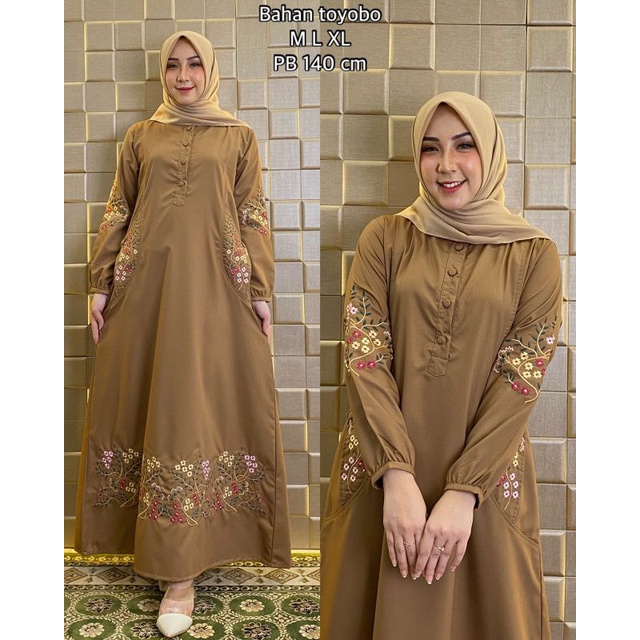 Gamis Katun Wanita Terbaru Gamis Bordir Casual Premium Import