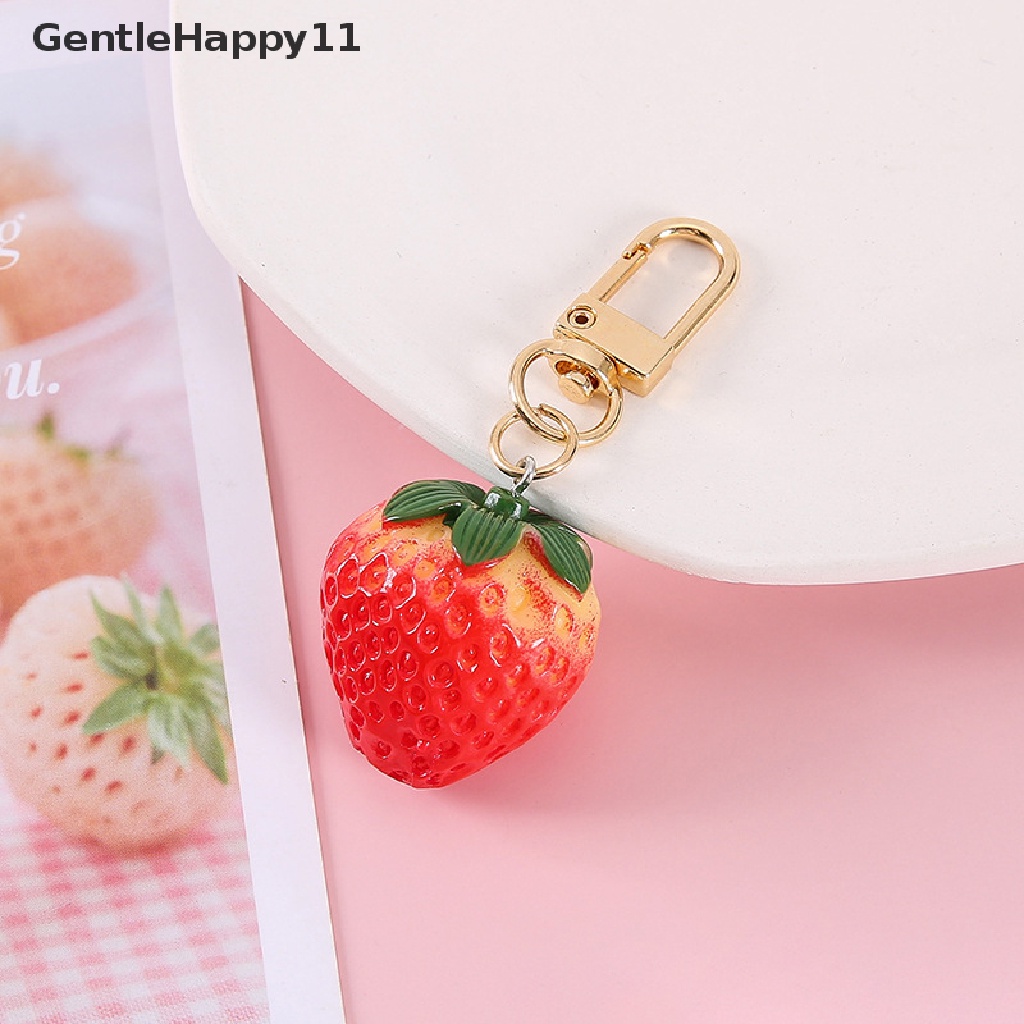 Gentlehappy 1Pc Strawberry Keychain Simulasi Buah Gantungan Kunci Mobil Gantungan Kunci Cincin Siswa Tas Ransel Liontin Hadiah Anak Aksesoris Gantung id