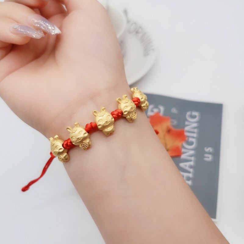 Fashion Kelinci Merah Tali Gelang Tahun Takdirmu Tahun Kelinci Berdoa Braided Adjustable Bracelet