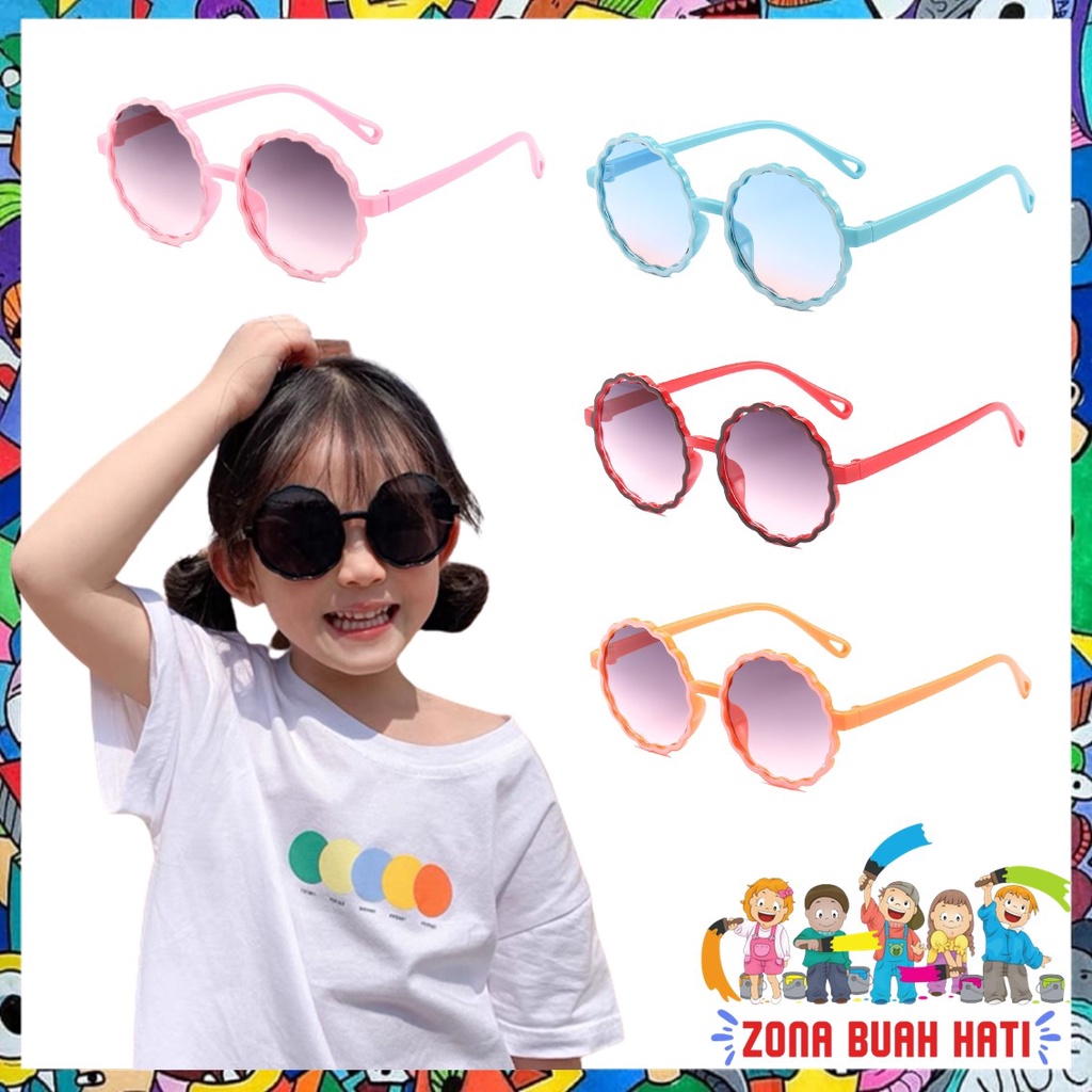 ZBH Kacamata Anak 6623 Kaca Mata Hitam Anak Model Bulat Gelombang High Quality Kids Sunglasses Kaca Mata Murah Import