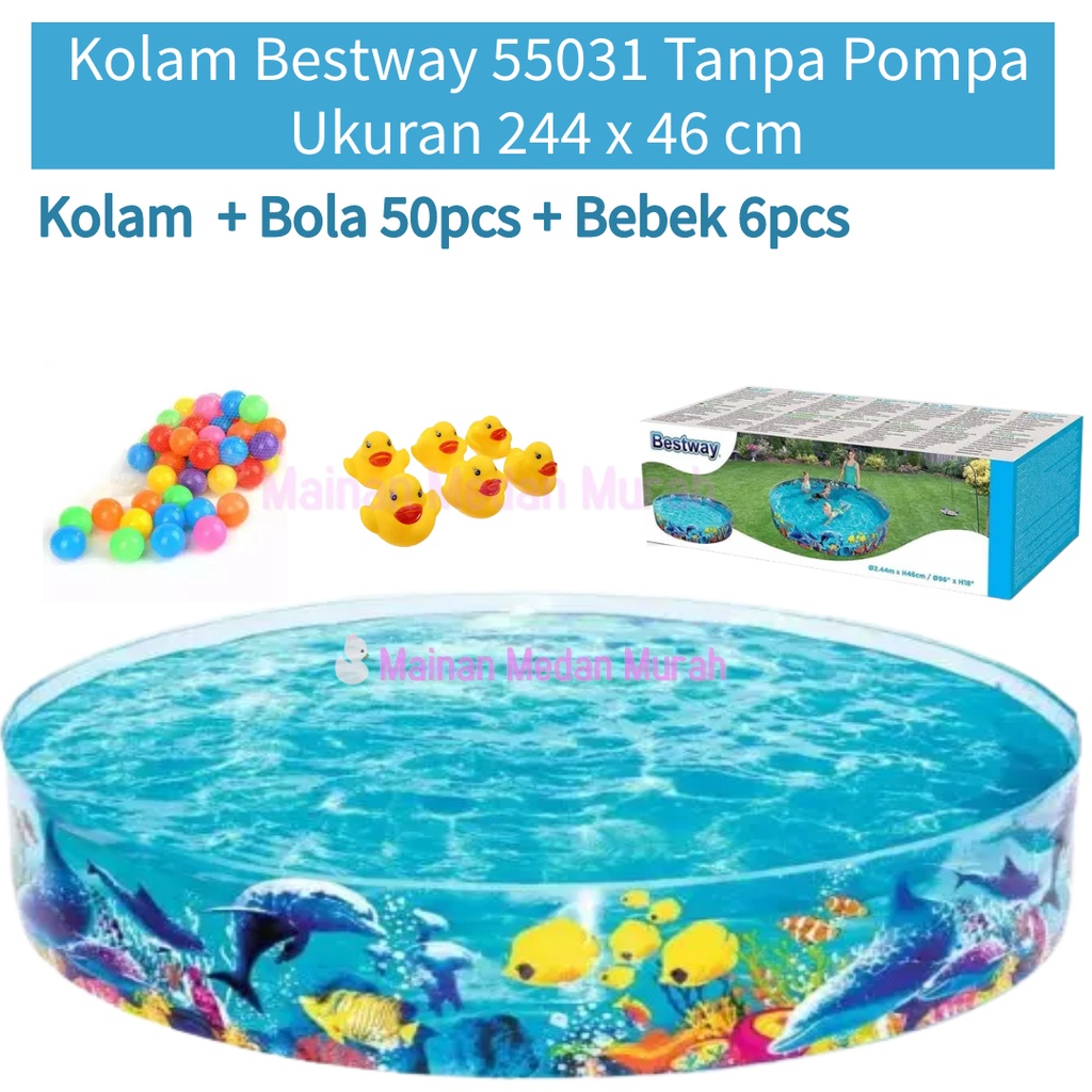 Mainan Murah Medan - Bestway 55031 Kolam Renang Anak Nemo Jumbo Tanpa di Pompa 244 x 46 cm