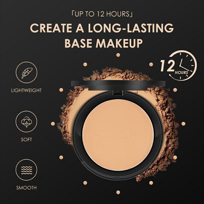 [ready] FOCALLURE Oil-control Pressed Powder With Sponge Matte | Bedak Padat Natural Matte Setting Powder Face Makeup 3 Colour