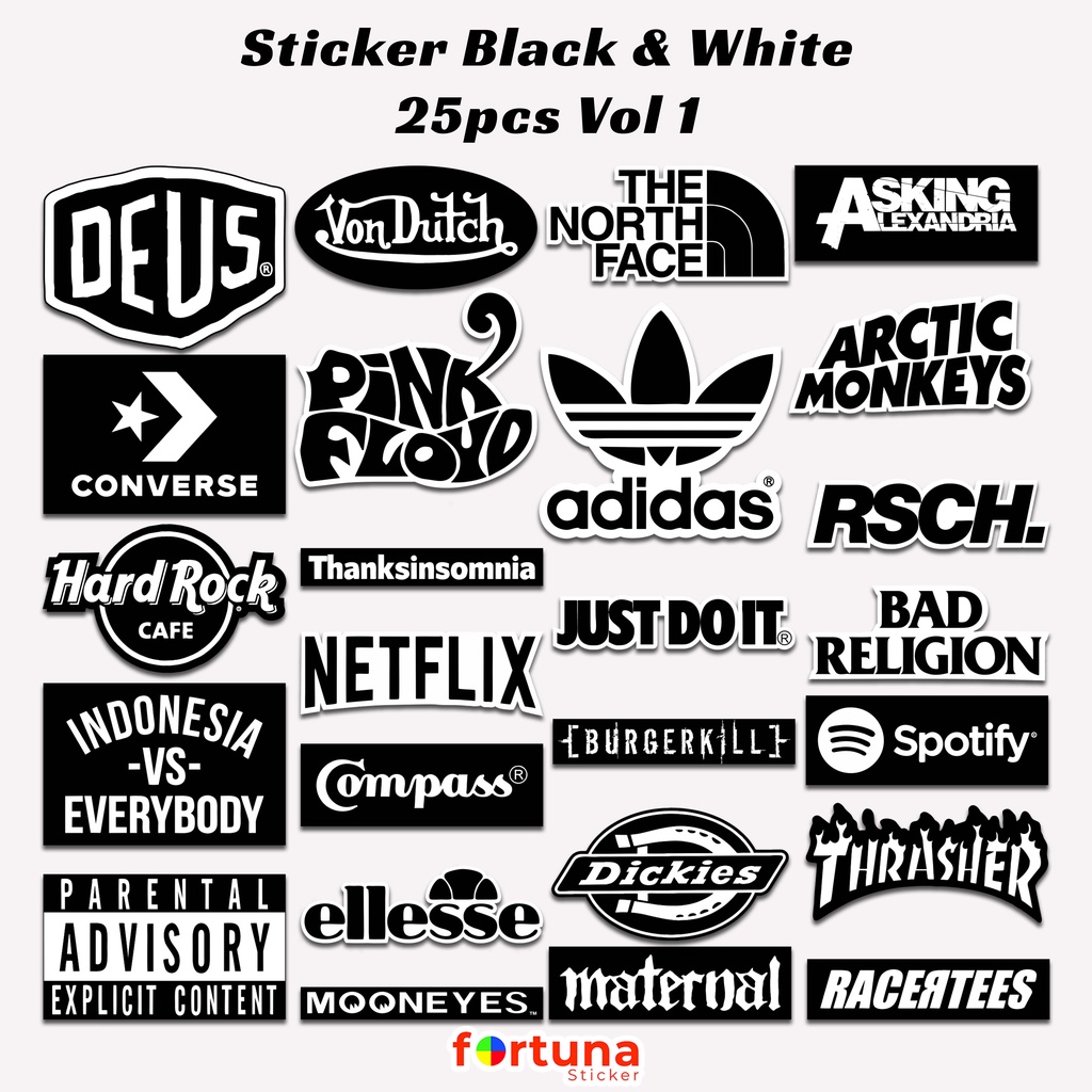

Stiker Aesthetic Black And White Hp Tumbler Sticker Hitam Putih Laptop estetik Logo Brand