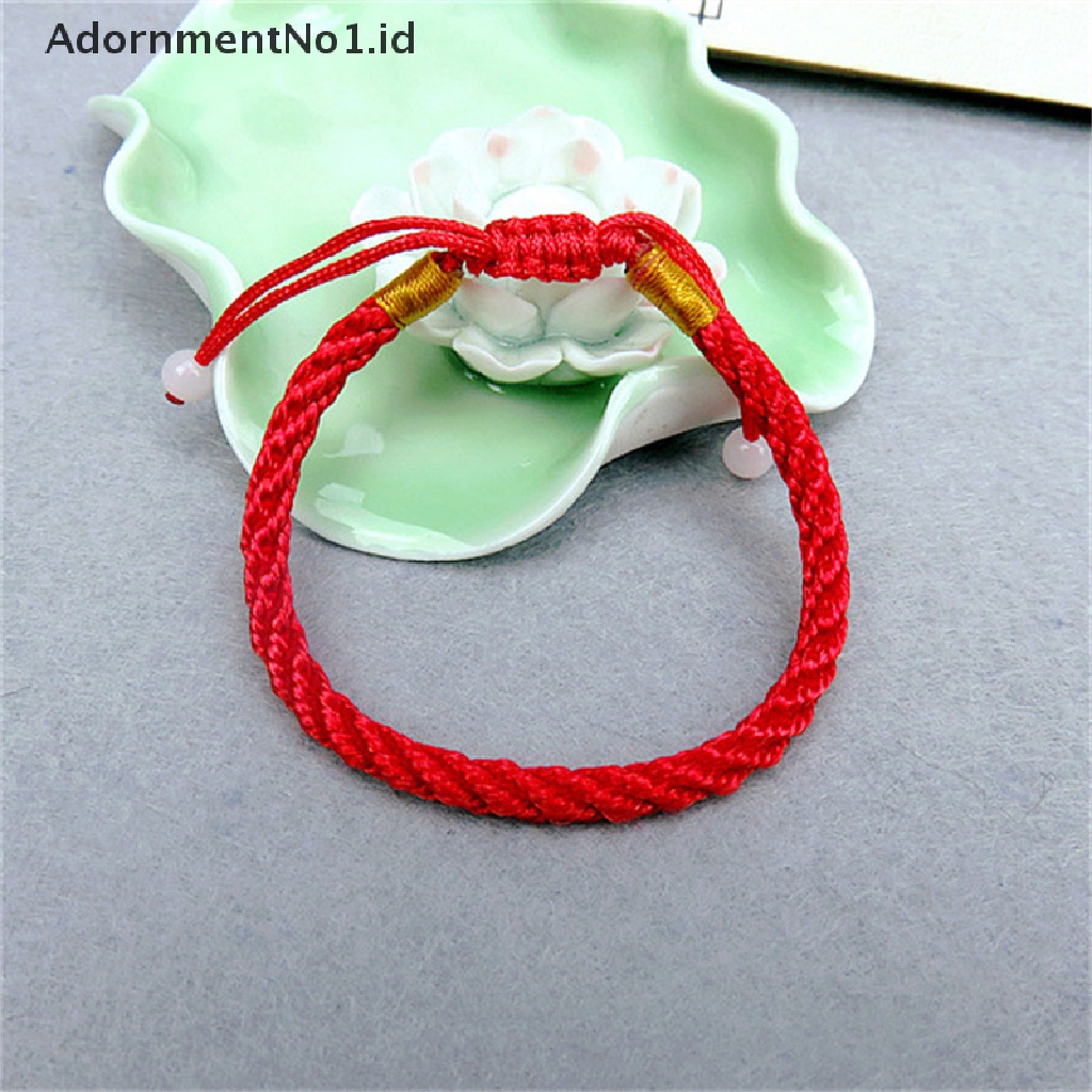 [AdornmentNo1] Wanita Beruntung Buatan Tangan Dikepang Pasangan Braclet Adjustable Lucky Red String Bracelet [ID]