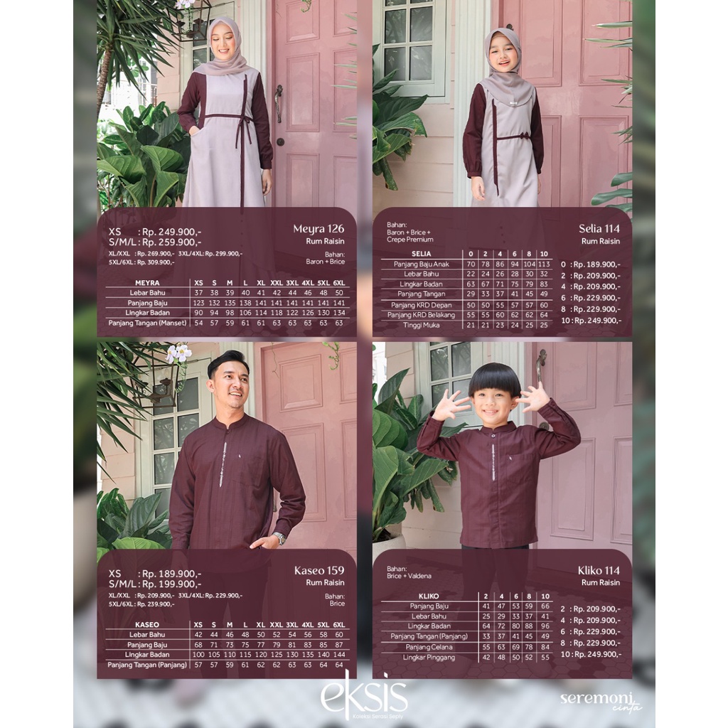 Sarimbit Keluarga | Baju Couple Keluarga Eksis 191 Rum Raisin