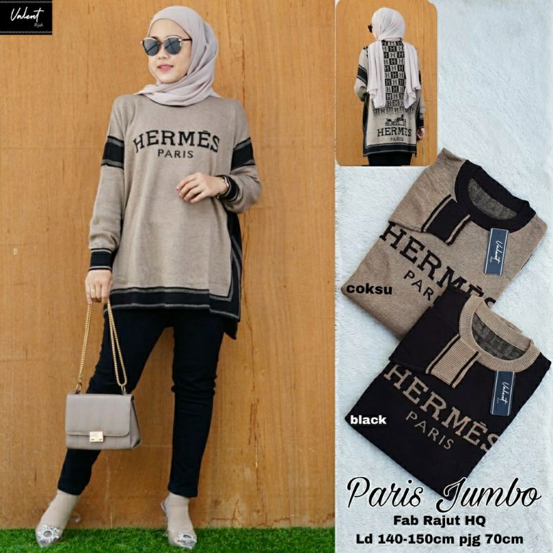 Paris Jumbo, ATASAN RAJUT WANITA JUMBO FIT XXXXL LD 140-150 BAHAN RAJUT IMPORT TERMURAH OOTD BIG SIZE TERLARIS