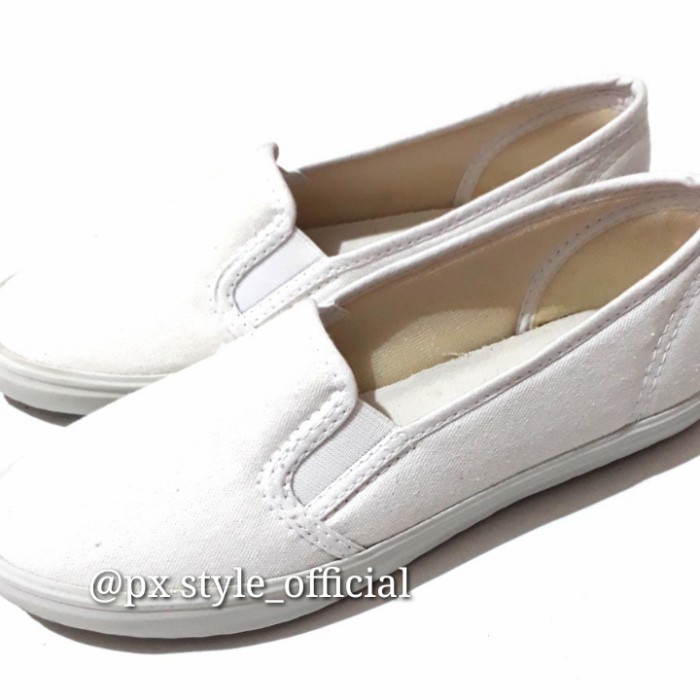 Flatshoes Sepatu Kanvas PX Style tipe 18/Flat Women Shoes/Sepatu Flat Wanita - White, 37(H4W8) Sepat