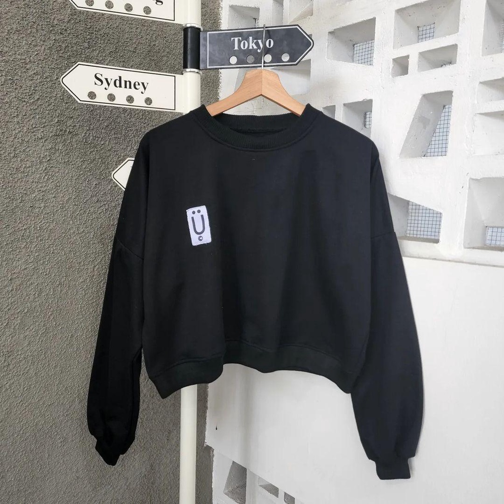 Sweater CREWNECK CROP TOP U untuk wanita