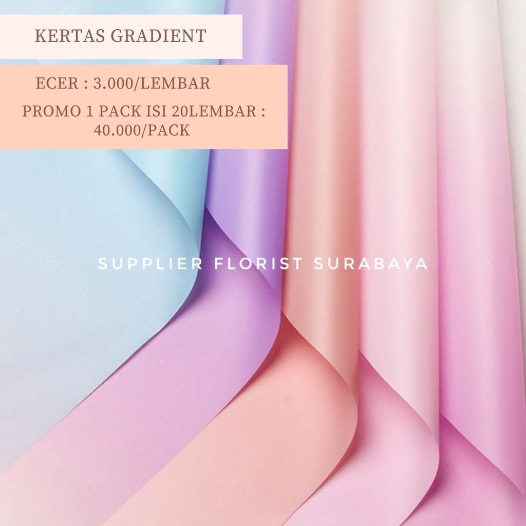[5 LEMBAR] KERTAS BUNGA CELLOPHANE GRADIENT GRADASI GRADIASI KERTAS WRAP WARNA SEMBUR KERTAS KOREA STYLE BUKET BUNGA KOREAN DIY FLORIST FLOWER WRAPPING PAPER