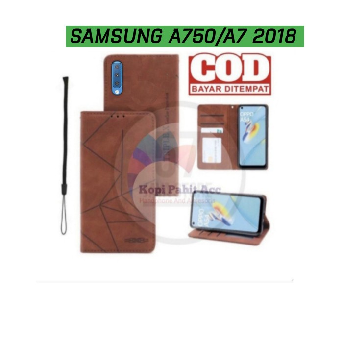 Case Samsung A7 2018 A750 Flip Cover Wallet Leather Case Dompet Magnet