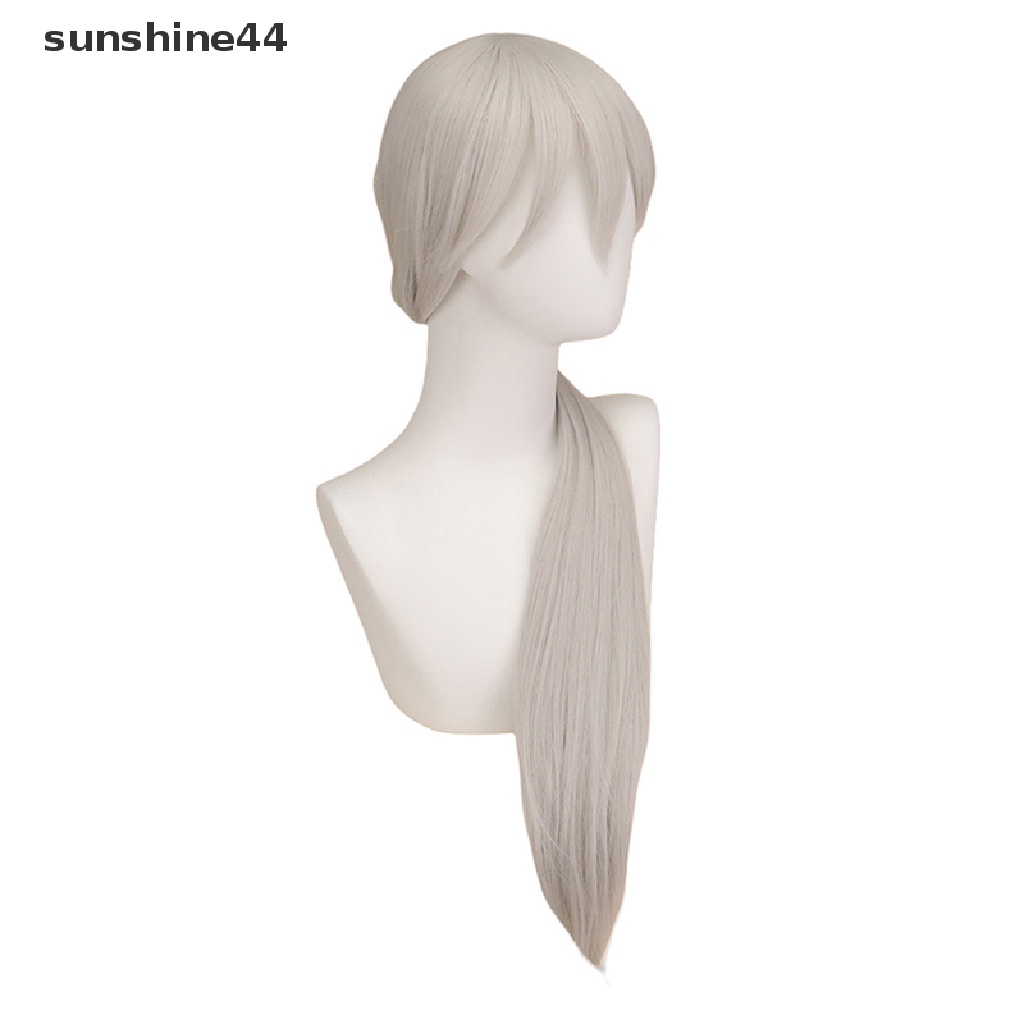 Sunshine Anime Chain Man Quanxi Cosplay Perak Wig Panjang Mata Patch Tahan Panas.