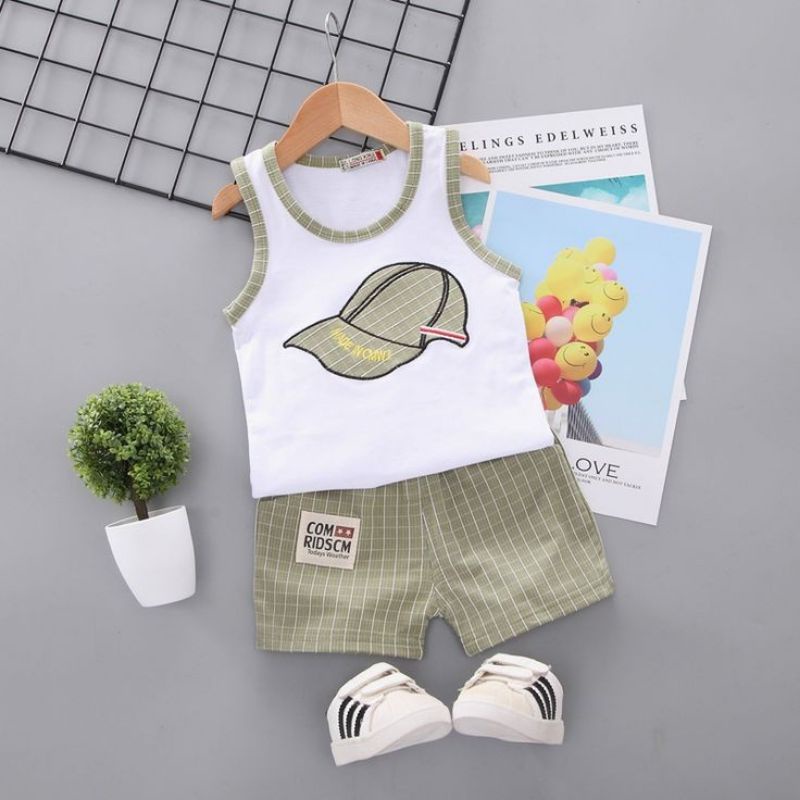 Setelan Renang Anak Baby Boy Tank Top And Shorts Set Premium 6-24 Bulan