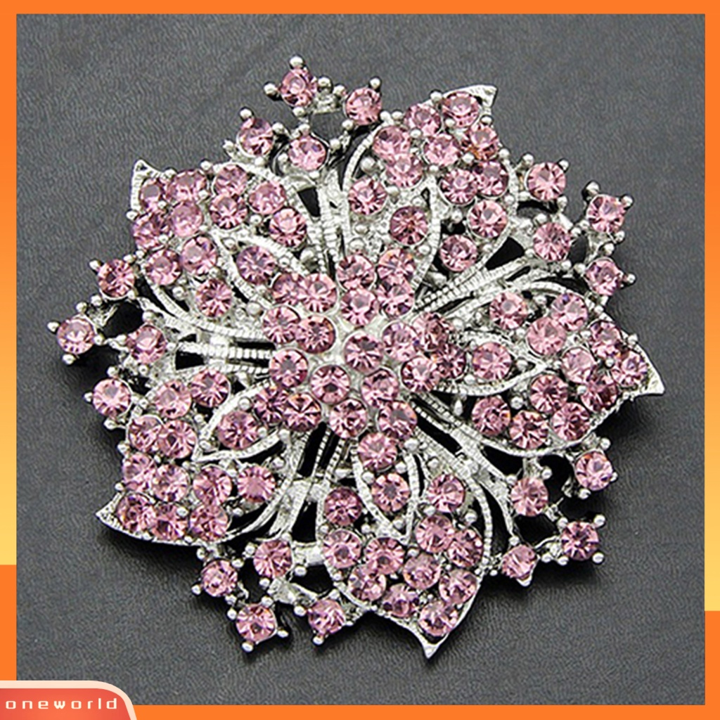 {oneworld} Bros Pin Indah Anti Karat Lapis Perak Berlian Imitasi Bulat Blossom Bunga Breastpin Untuk Pacaran