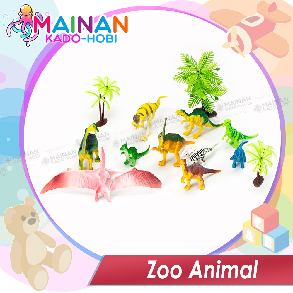 HADIAH KOLEKSI ANAK PAJANGAN SET MINIATUR ZOO ANIMAL DINOSAURUS