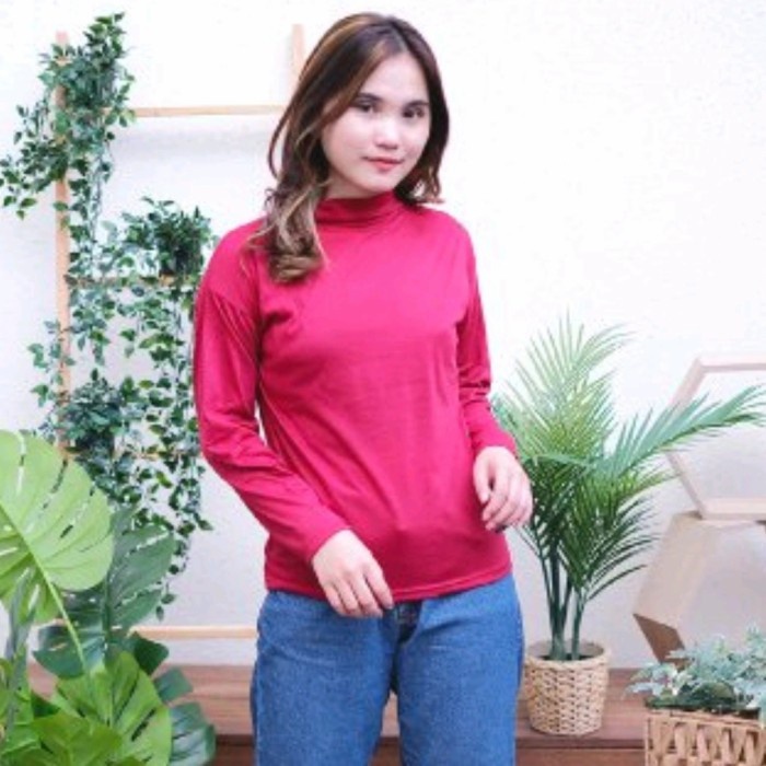 Turtle Neck Lengan Panjang / Kaos Wanita Turtle Neck / Kaos Longsleeve